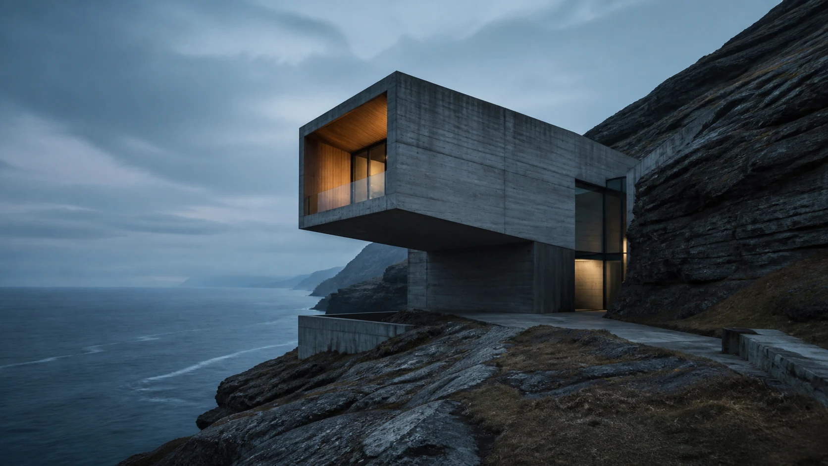 Monolithisches FORMA Haus aus Beton an der Küste